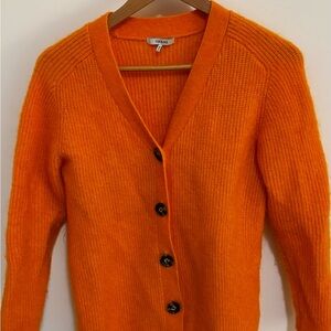 Ganni Vibrant Orange Button-Up Cardigan